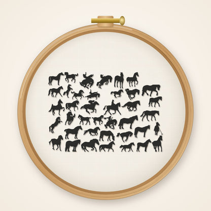 Stickdatei Serie Pferde Westernreiten S97 Pferd Pony Scherenschnitt