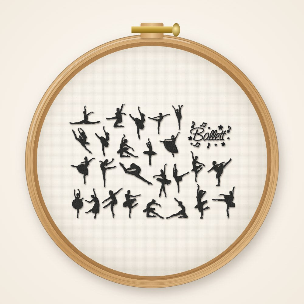 Stickdatei Serie Ballett Tanz S97 Tänzerin Scherenschnitt Tütü