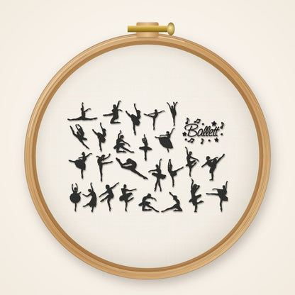 Stickdatei Serie Ballett Tanz S97 Tänzerin Scherenschnitt Tütü