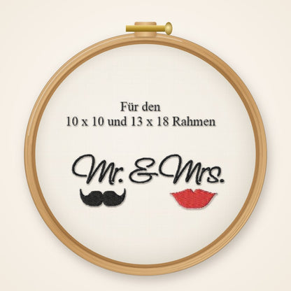 Stickdatei Mr &amp; Mrs Nr. 417 Hochzeit Ehepaar Ringkissen