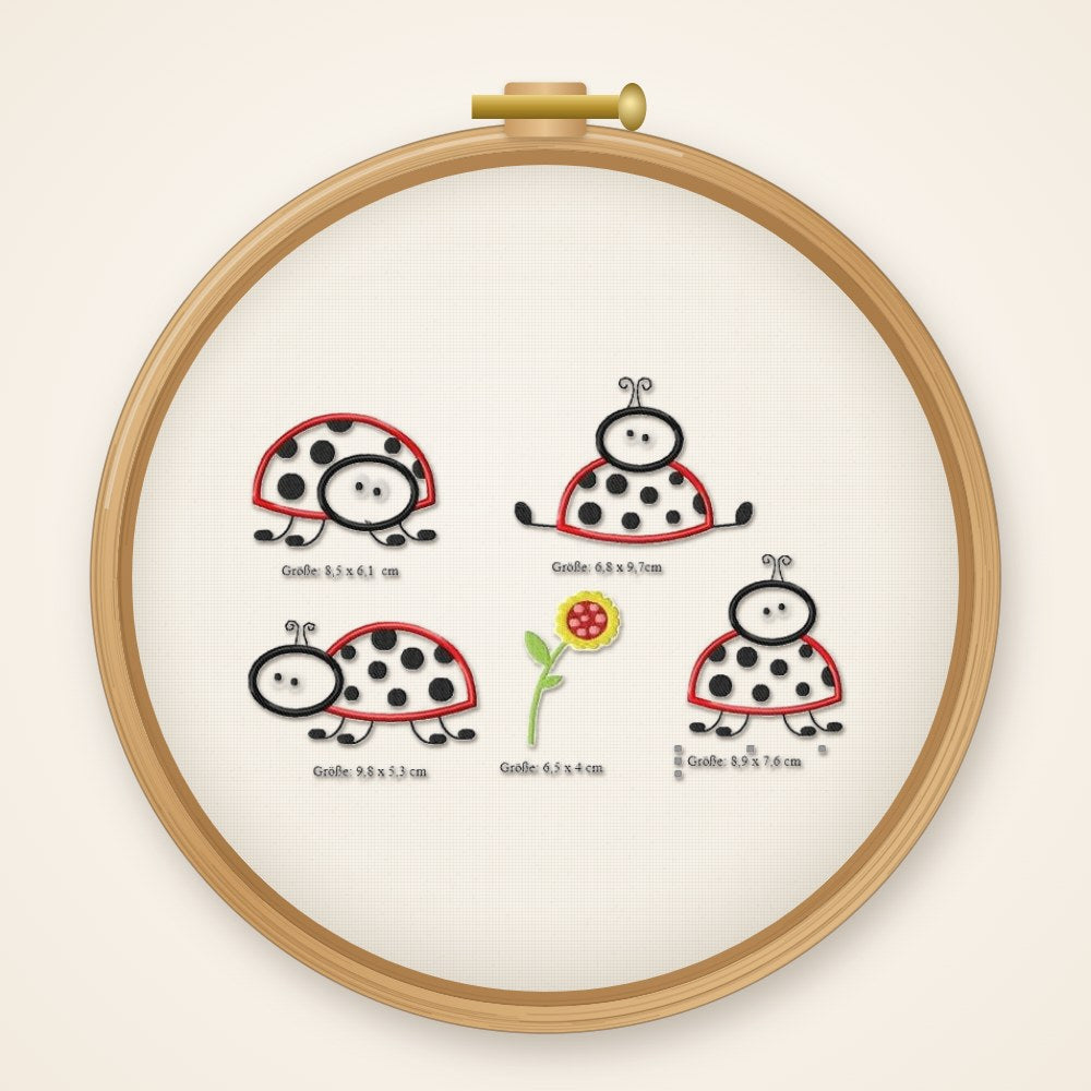 Stickdatei Marienkäfer S63 Bug Blume Käfer Insekten Applikation