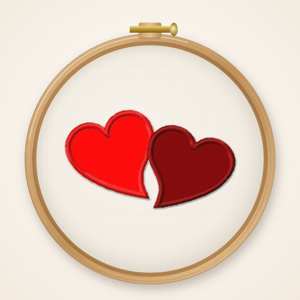 Stickdatei Applikation Doppelherz Nr. 9 Hearts Liebe Herzchen Herzen