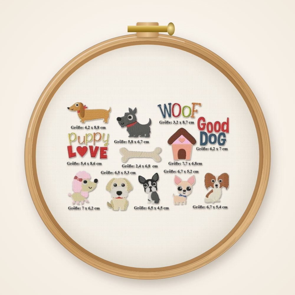 Stickdateiserie Hunde S 70