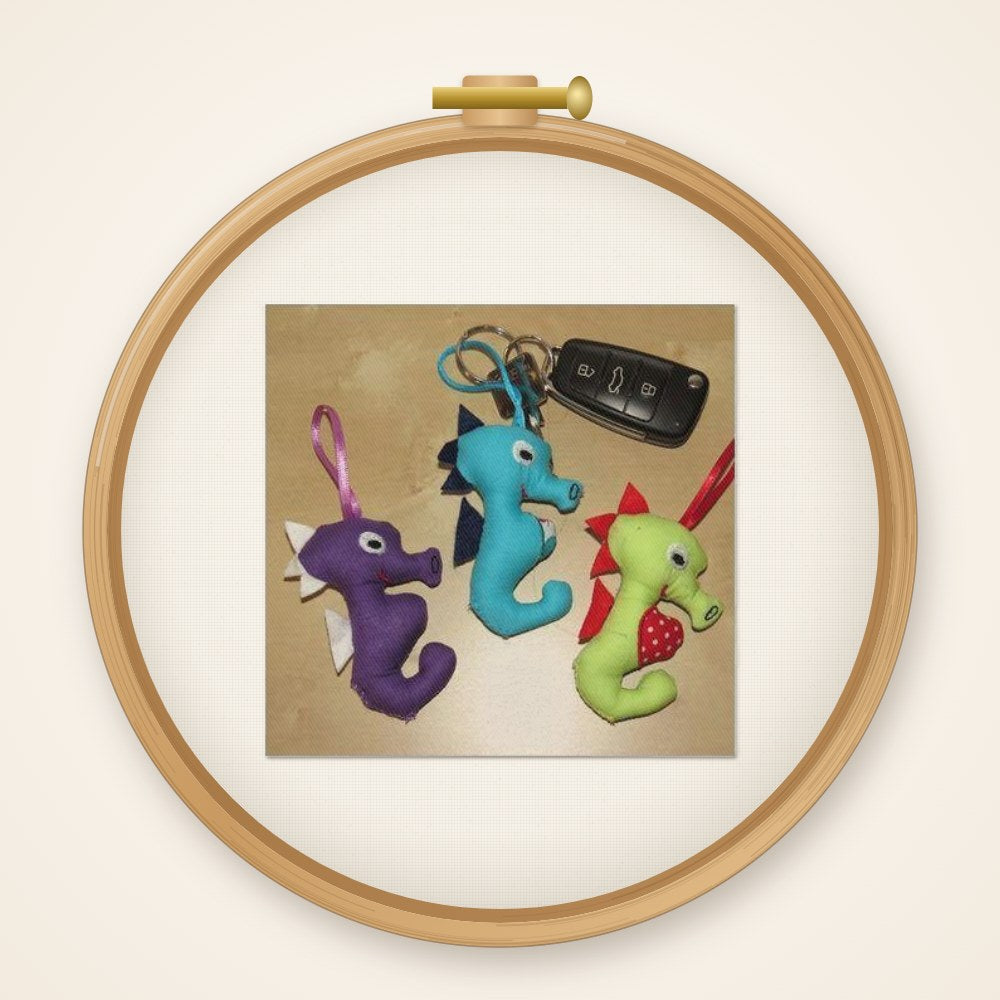 ITH In the Hoop StickDatei Seepferdchen 10 x 10 cm Rahmen Schlüsselanhänger Geschenk