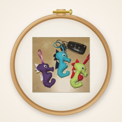 ITH In the Hoop StickDatei Seepferdchen 10 x 10 cm Rahmen Schlüsselanhänger Geschenk