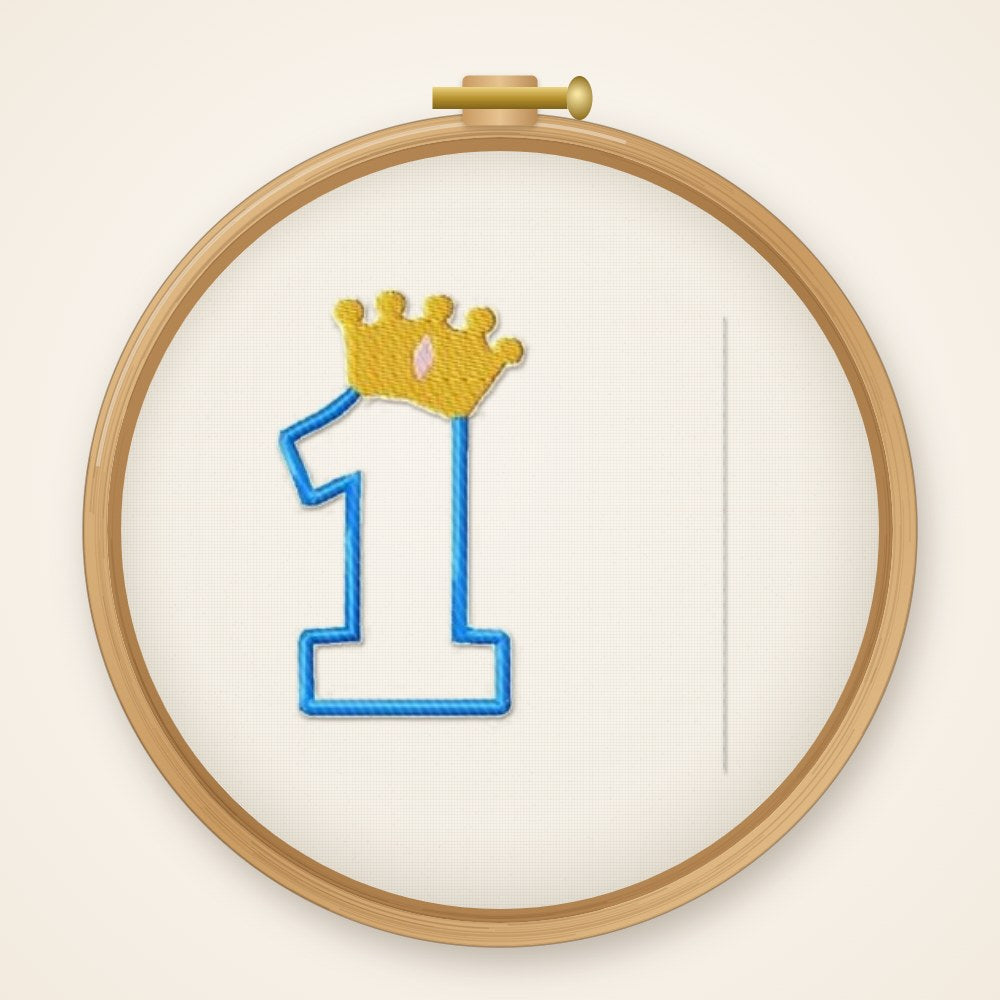 Stickdatei Krone 1 Nr. 127 Eins Geburtstag Zahl