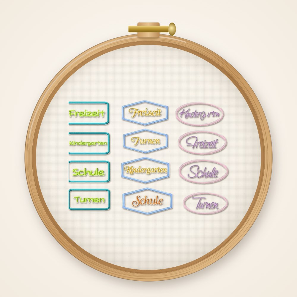 Stickdatei Serie Buttons II Nr. 94 Schule Kindergarten Turnen