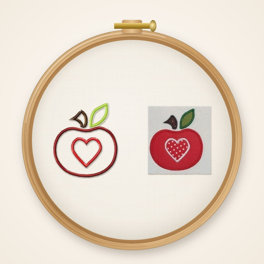 Stickdatei Applikation Apfel-Herz Nr. 150