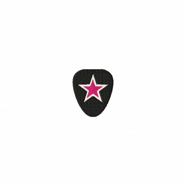Stickdatei Serie Rockmusic Gitarre Schlagzeug Mikrofon