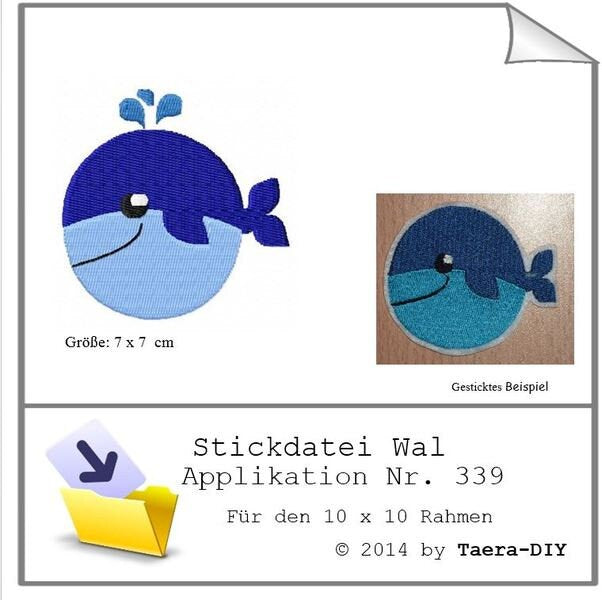 Stickdatei Wal Nr. 339 Fisch Blauwal Tier Meer