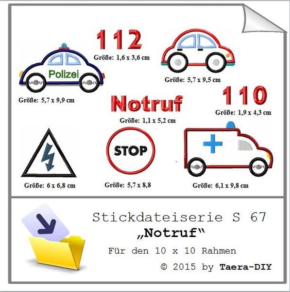 Stickdateiserie &quot;Notruf&quot; S67