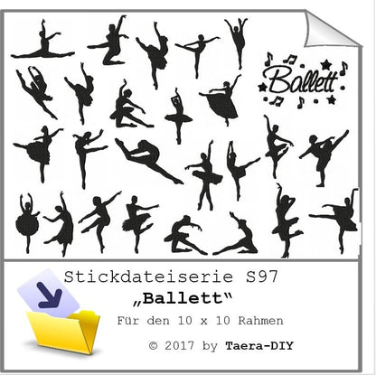Stickdatei Serie Ballett Tanz S97 Tänzerin Scherenschnitt Tütü