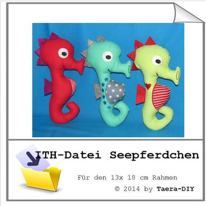 ITH In the Hoop Datei Seepferdchen 13 x 18 cm Rahmen Kuscheltier Stickdatei