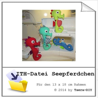 ITH In the Hoop Datei Seepferdchen 13 x 18 cm Rahmen Kuscheltier Stickdatei