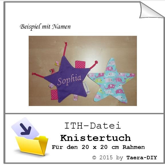 ITH In the Hoop Stickdatei Knistertuch für den 20 x 20 cm Rahmen Spielzeug Baby Geschenk