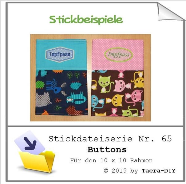 Stickdatei Serie Buttons Nr. 64 U-Heft Untersuchungsheft verschiedene Formen Applikation
