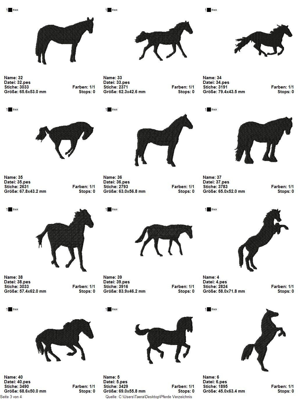 Stickdatei Serie Pferde Westernreiten S98 Pferd Pony Scherenschnitt
