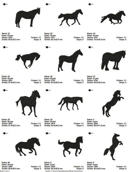 Stickdatei Serie Pferde Westernreiten S98 Pferd Pony Scherenschnitt