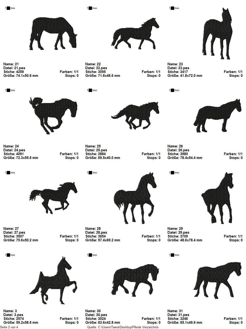 Stickdatei Serie Pferde Westernreiten S98 Pferd Pony Scherenschnitt