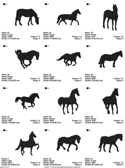 Stickdatei Serie Pferde Westernreiten S98 Pferd Pony Scherenschnitt
