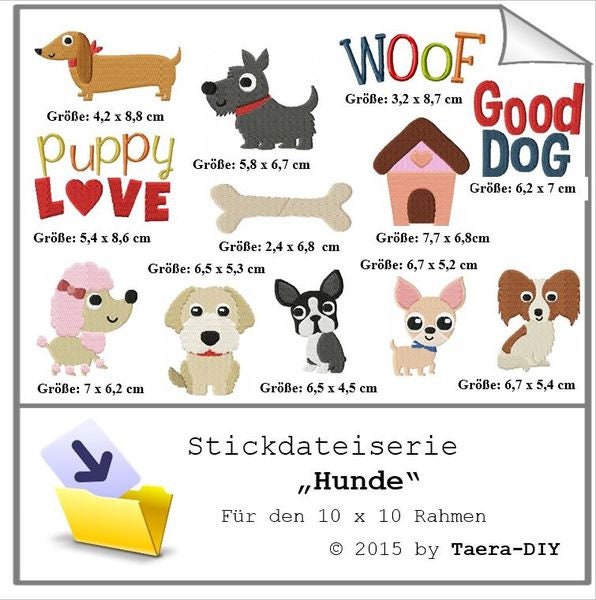 Stickdateiserie Hunde S 70