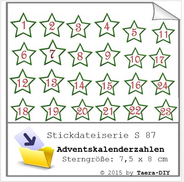 Stickdateiserie Adventskalenderzahlen S87