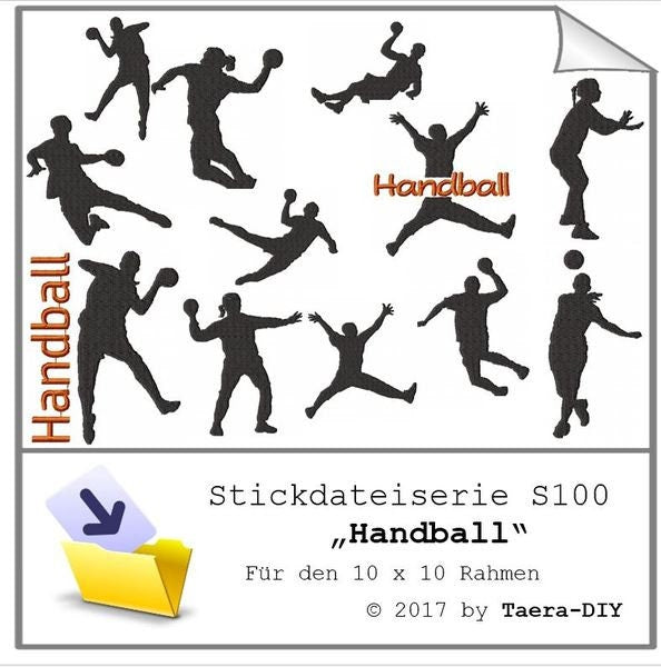 Stickdatei Serie Handball S100 Sport Scherenschnitt Ball Füllstich