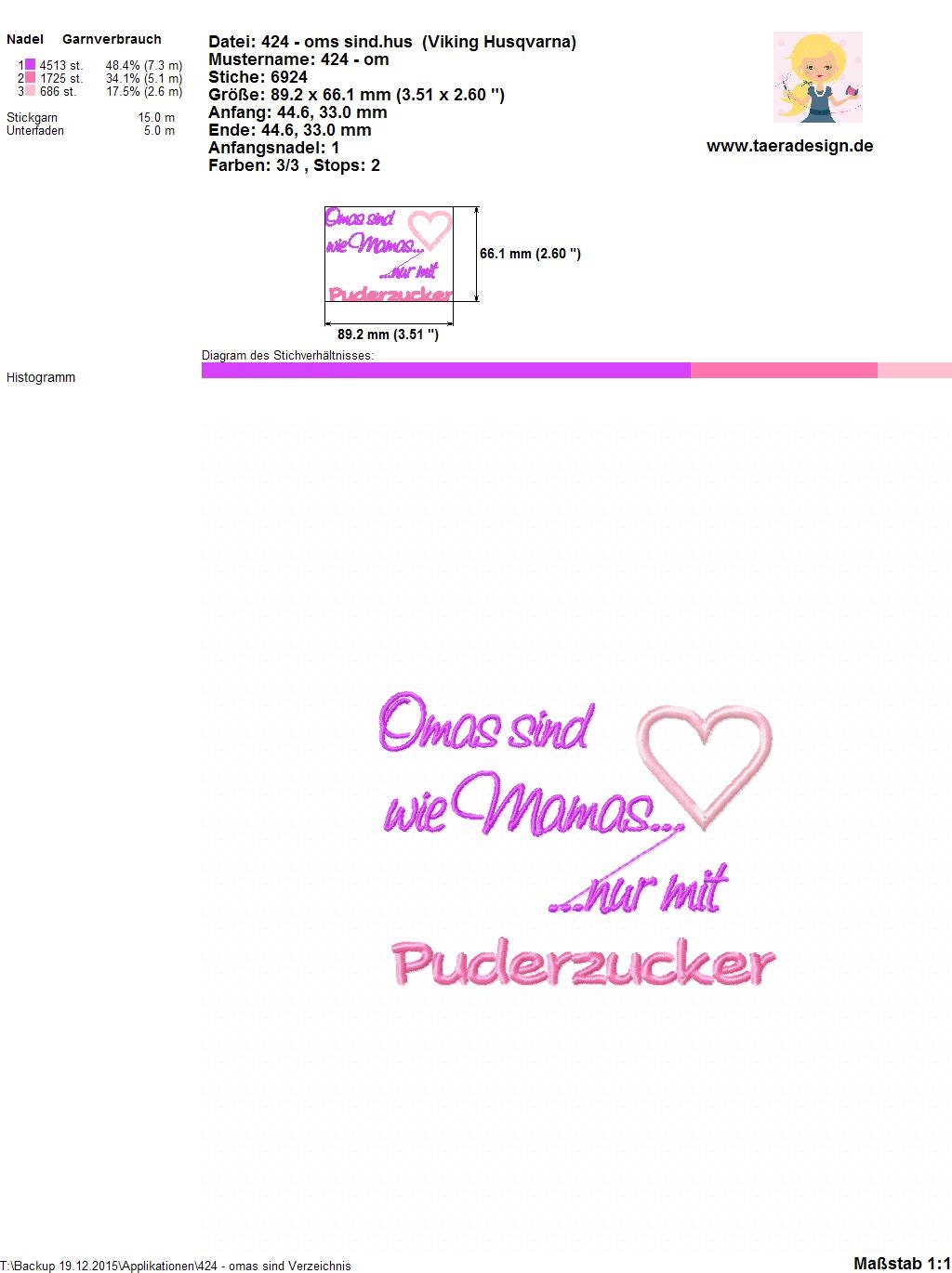 Stickdatei Spruch Omas sind wie Puderzucker Nr. 224