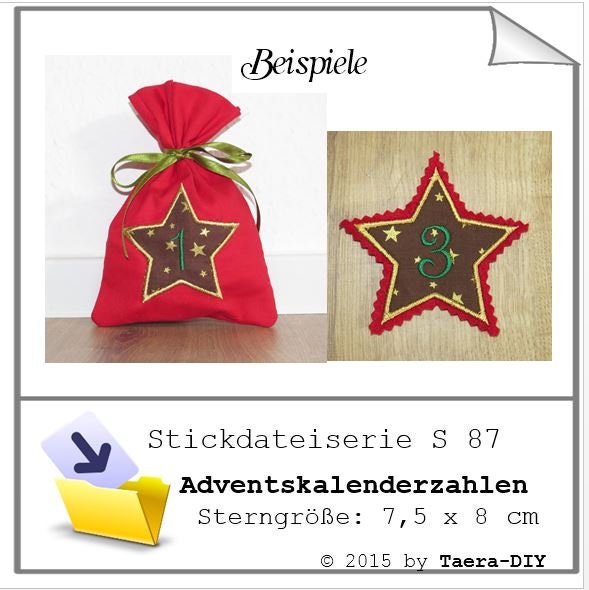 Stickdateiserie Adventskalenderzahlen S87