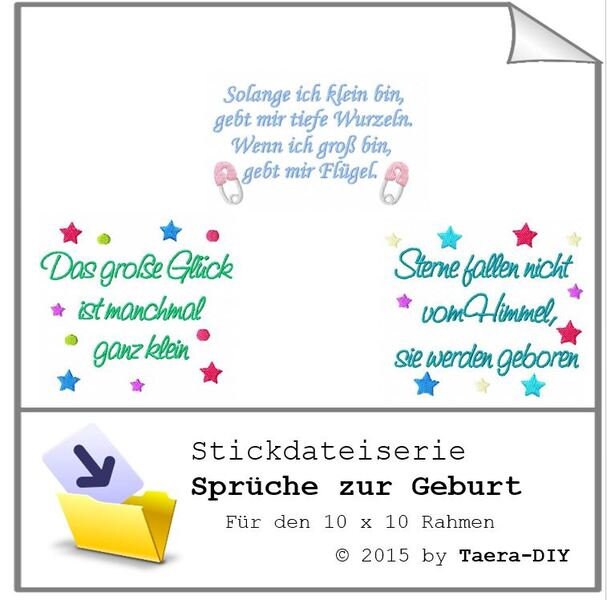 Stickdateiserie S62 Sprüche zur Geburt