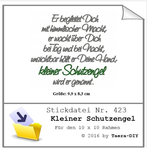 Stickdatei Spruch Kleiner Engel Nr. 423