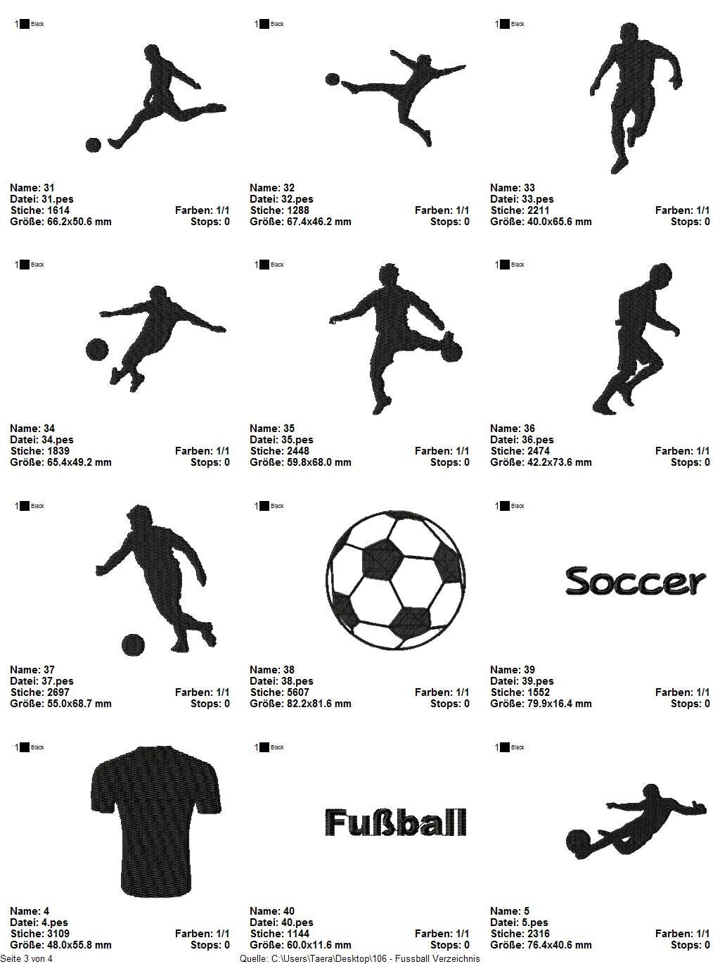 Stickdatei Serie Fußball S106 Kicker Ball Kickschuhe Stürmer Torwart
