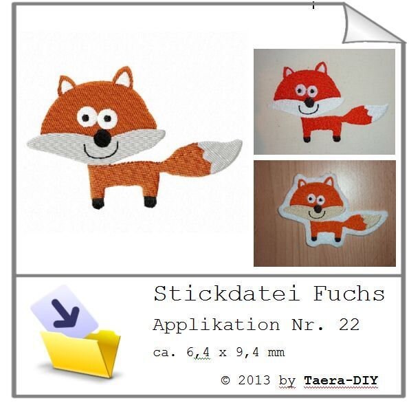 Stickdatei Fuchs Nr. 22 Fox Tier Waldtier Schlauer Fuchs Füllstichdatei