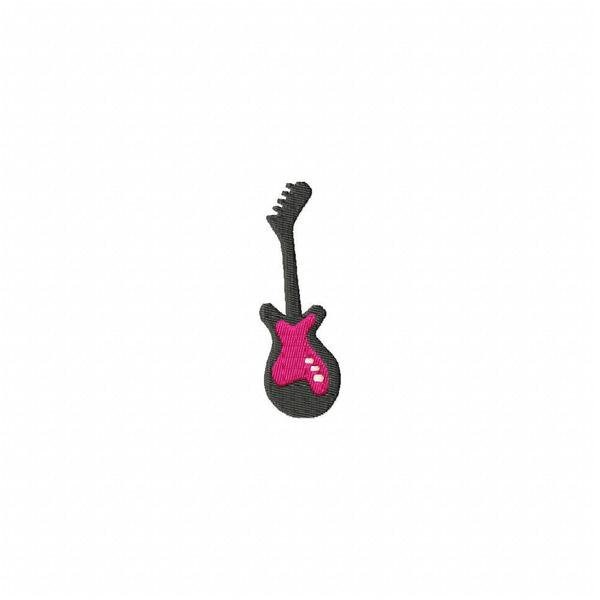 Stickdatei Serie Rockmusic Gitarre Schlagzeug Mikrofon