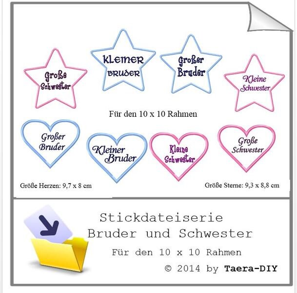 Stickdateiserie Bruder und Schwester