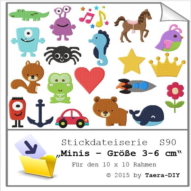 Stickdateiserie Minis für Puschen S90