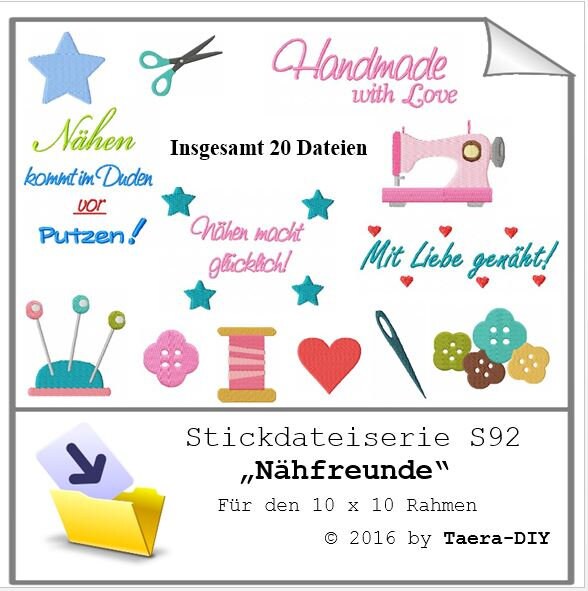 Stickdatei Serie S92 Nähen Nadel Nähmaschine Faden Knöpfe Nähutensilien