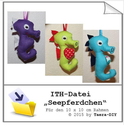ITH In the Hoop StickDatei Seepferdchen 10 x 10 cm Rahmen Schlüsselanhänger Geschenk