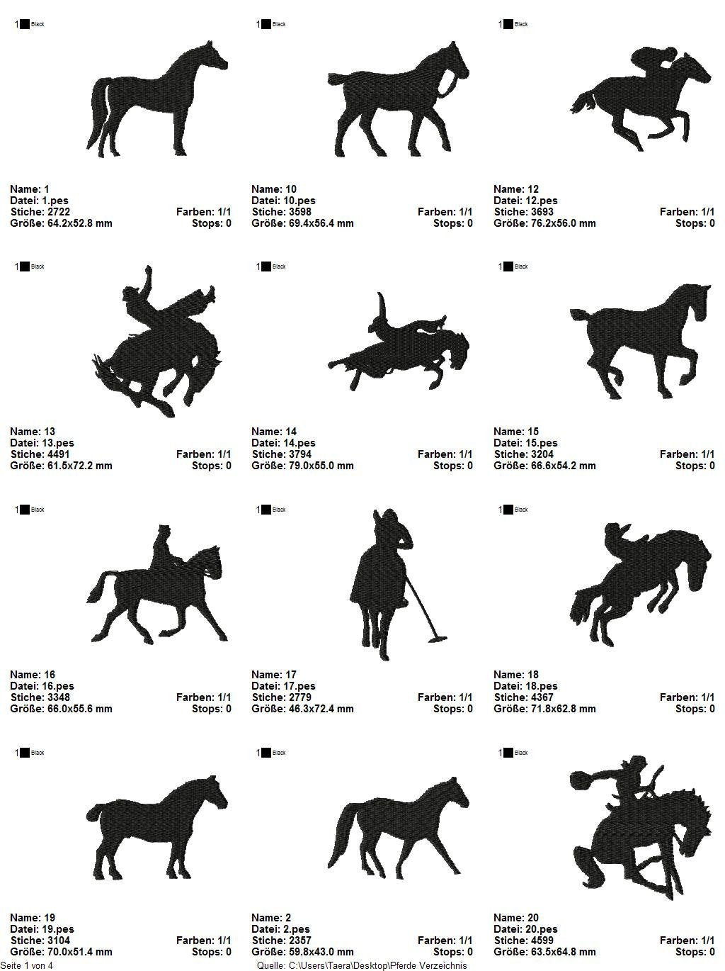 Stickdatei Serie Pferde Westernreiten S98 Pferd Pony Scherenschnitt