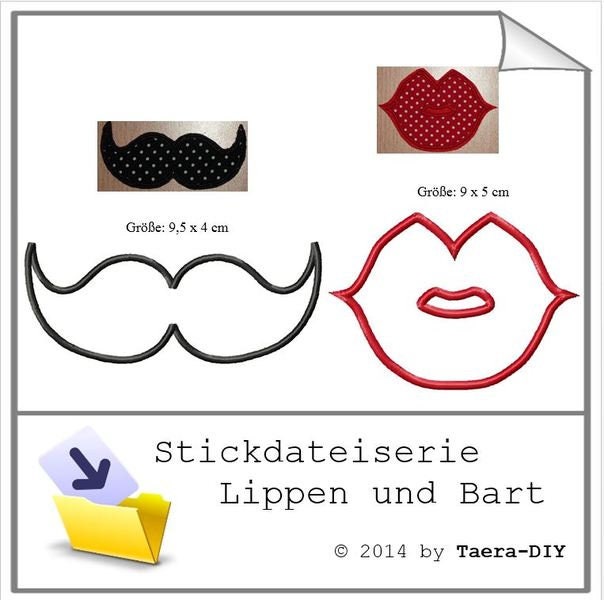Stickdateiserie Lippen und Bart