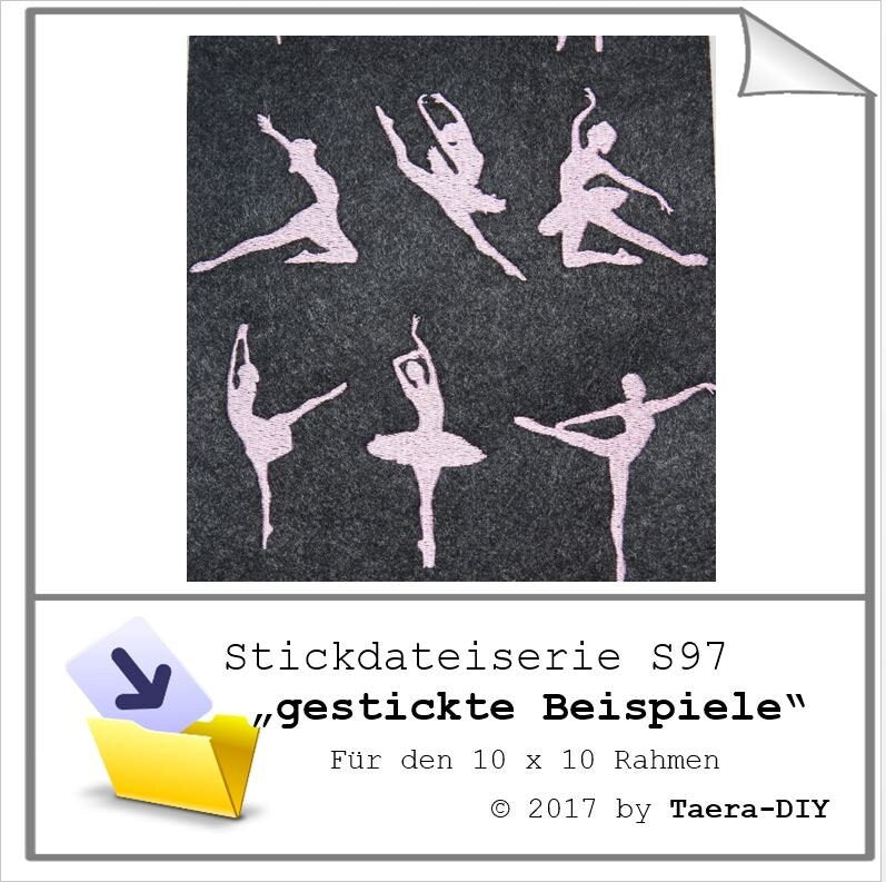 Stickdatei Serie Ballett Tanz S97 Tänzerin Scherenschnitt Tütü