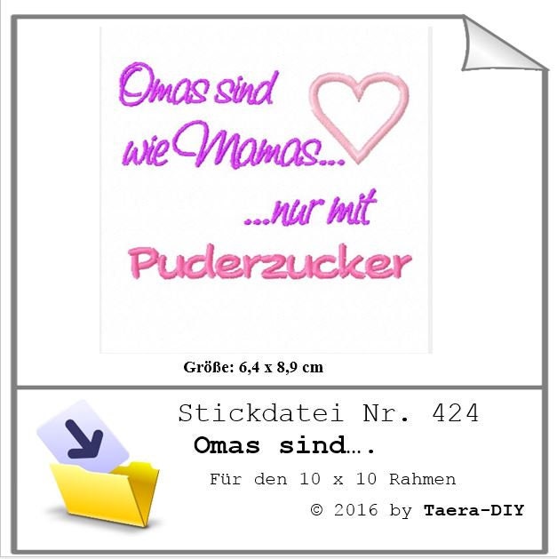 Stickdatei Spruch Omas sind wie Puderzucker Nr. 224