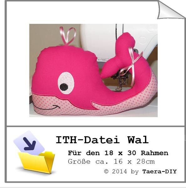 ITH In the Hoop StickDatei Wal 18 x 30 Rahmen Kuscheltier Kinder Spielzeug