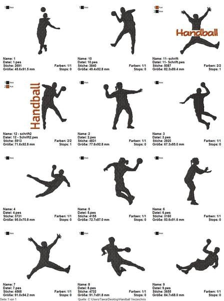 Stickdatei Handball S100 Sport Serie Scherenschnitt Ball Füllstich