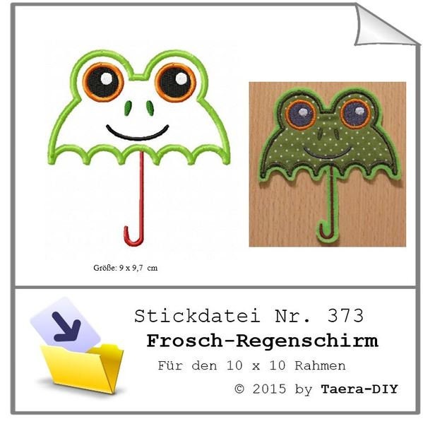Stickdatei Frosch-Regenschirm Nr. 373