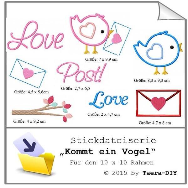 Stickdateiserie Kommt ein Vogel S66