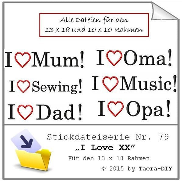 Stickdateiserie I love XX S79