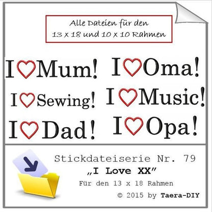 Stickdateiserie I love XX S79