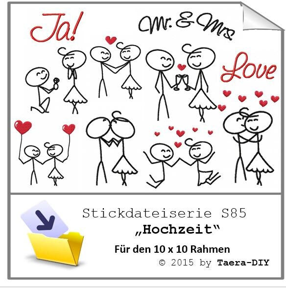 Stickdatei Stickmuster Hochzeit S85