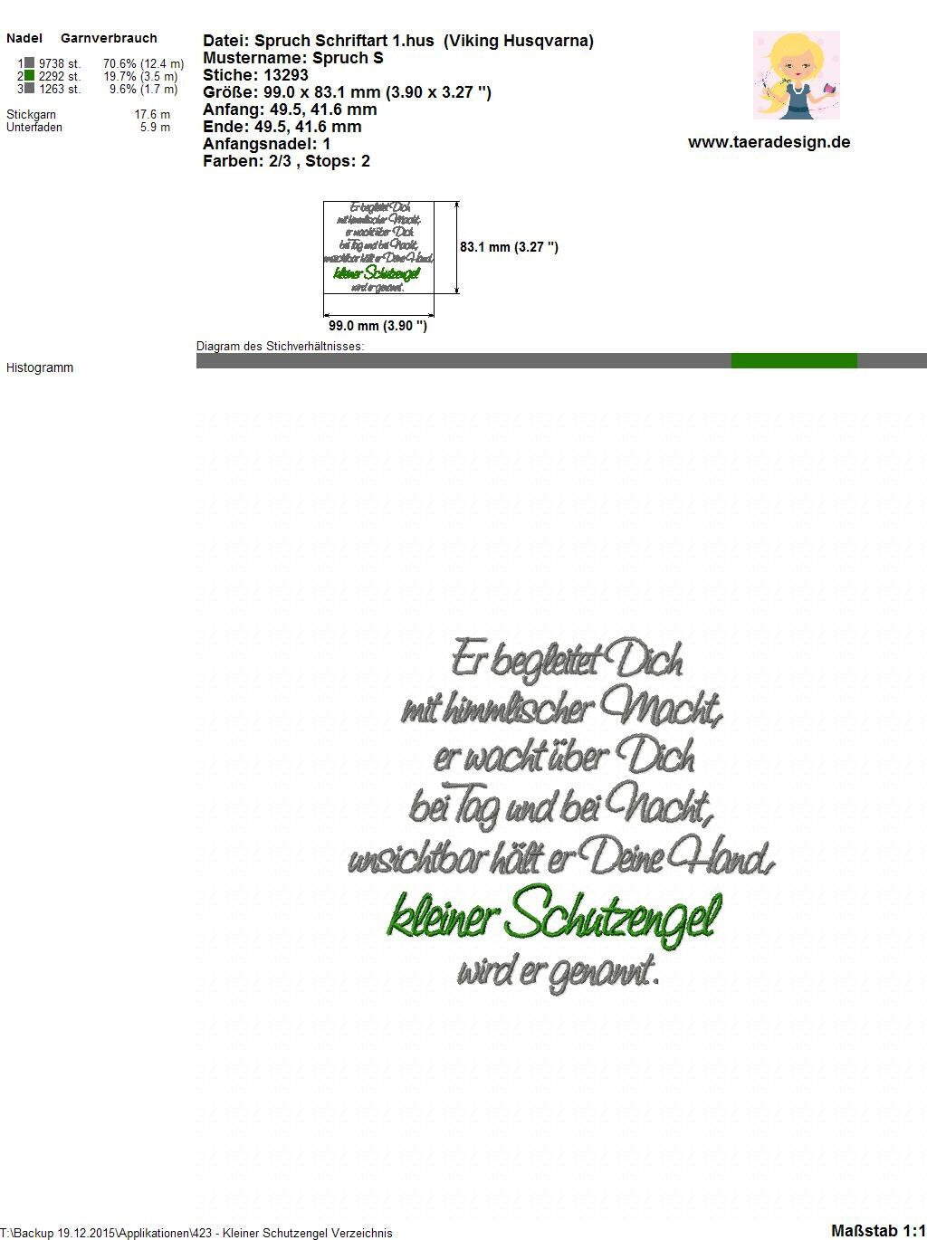 Stickdatei Spruch Kleiner Engel Nr. 423